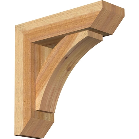 Ekena Millwork Thorton Slat Rough Sawn Bracket w/ Offset Brace, Western Red Cedar, 6"W x 20"D x 20"H BKT0604X20X20THR06RWR